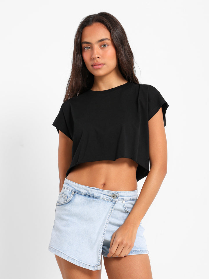 Cap Sleeve Cropped T-Shirt