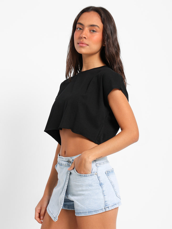 Cap Sleeve Cropped T-Shirt