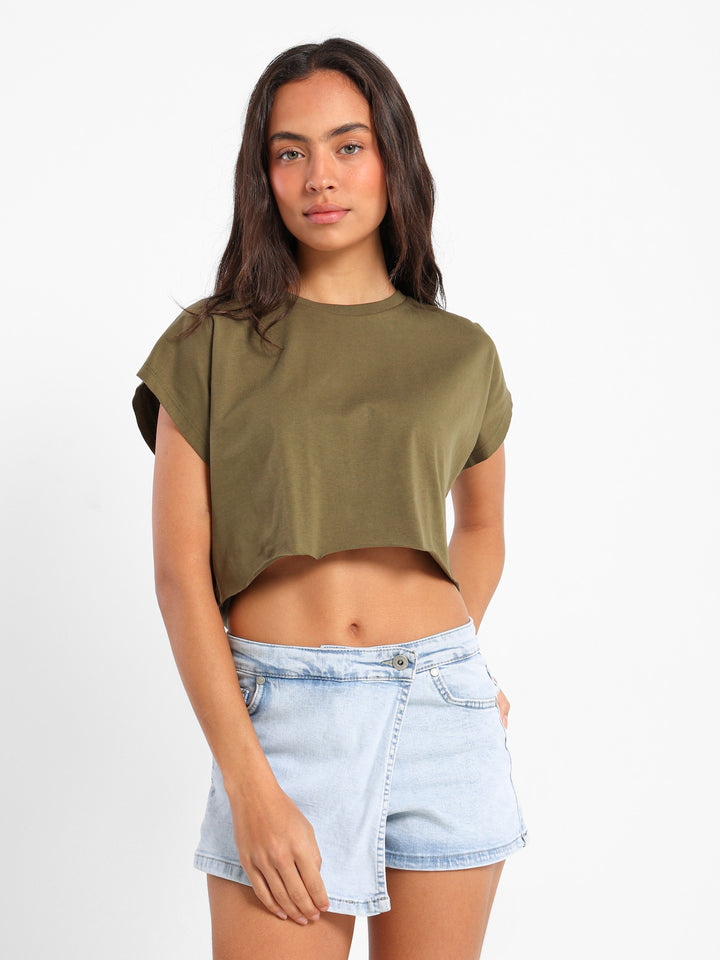 Cap Sleeve Cropped T-Shirt