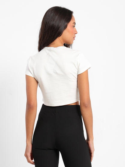 Front Text Print Cropped T-Shirt