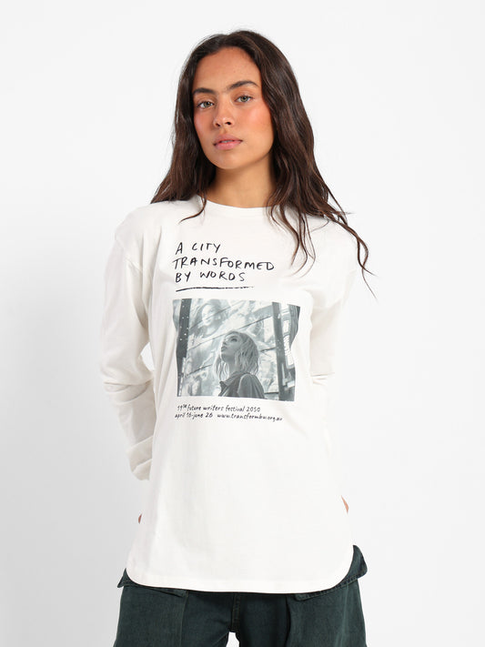 Text on Photo Oversized Long Sleeve T-Shirt