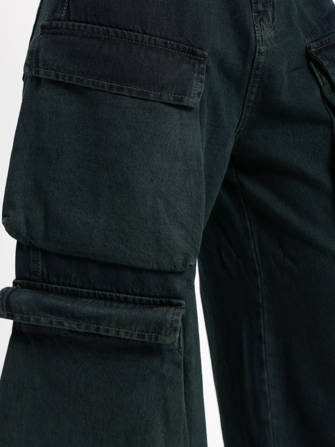 Wide Leg Cargo Jeans with Multiple Pockets