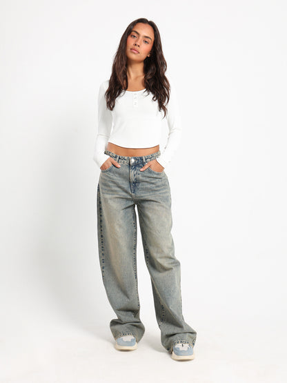 Front Button Ribbed Top