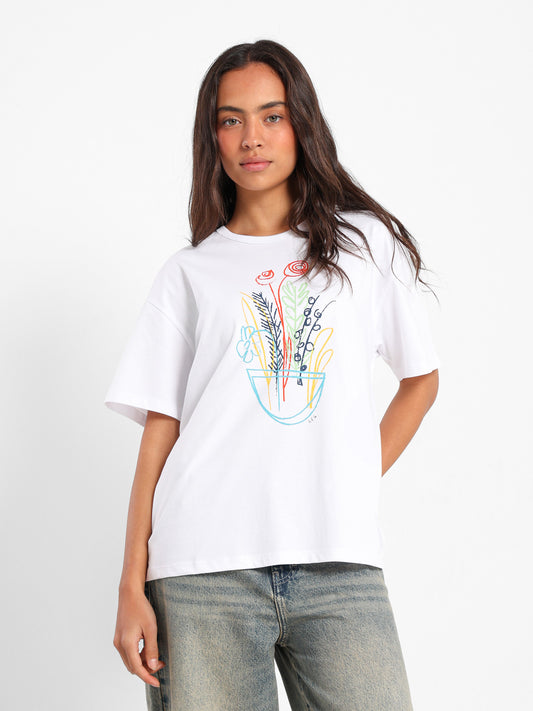 Floral Embroidered Loose T-Shirt