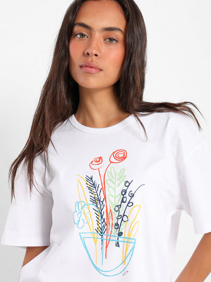 Floral Embroidered Loose T-Shirt