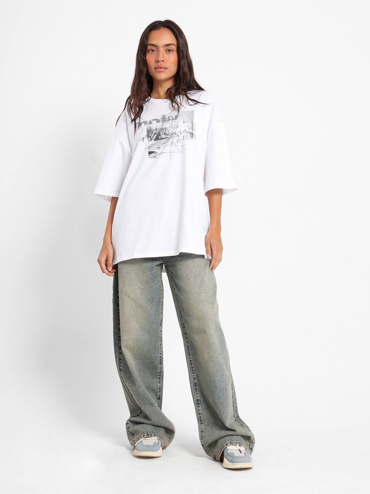 Oversized T-Shirt City Street Print