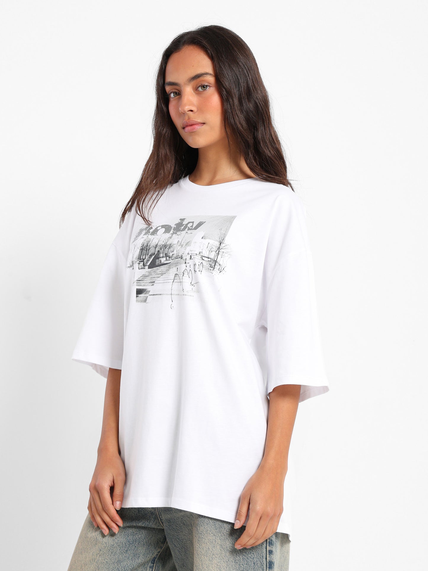 Oversized T-Shirt City Street Print