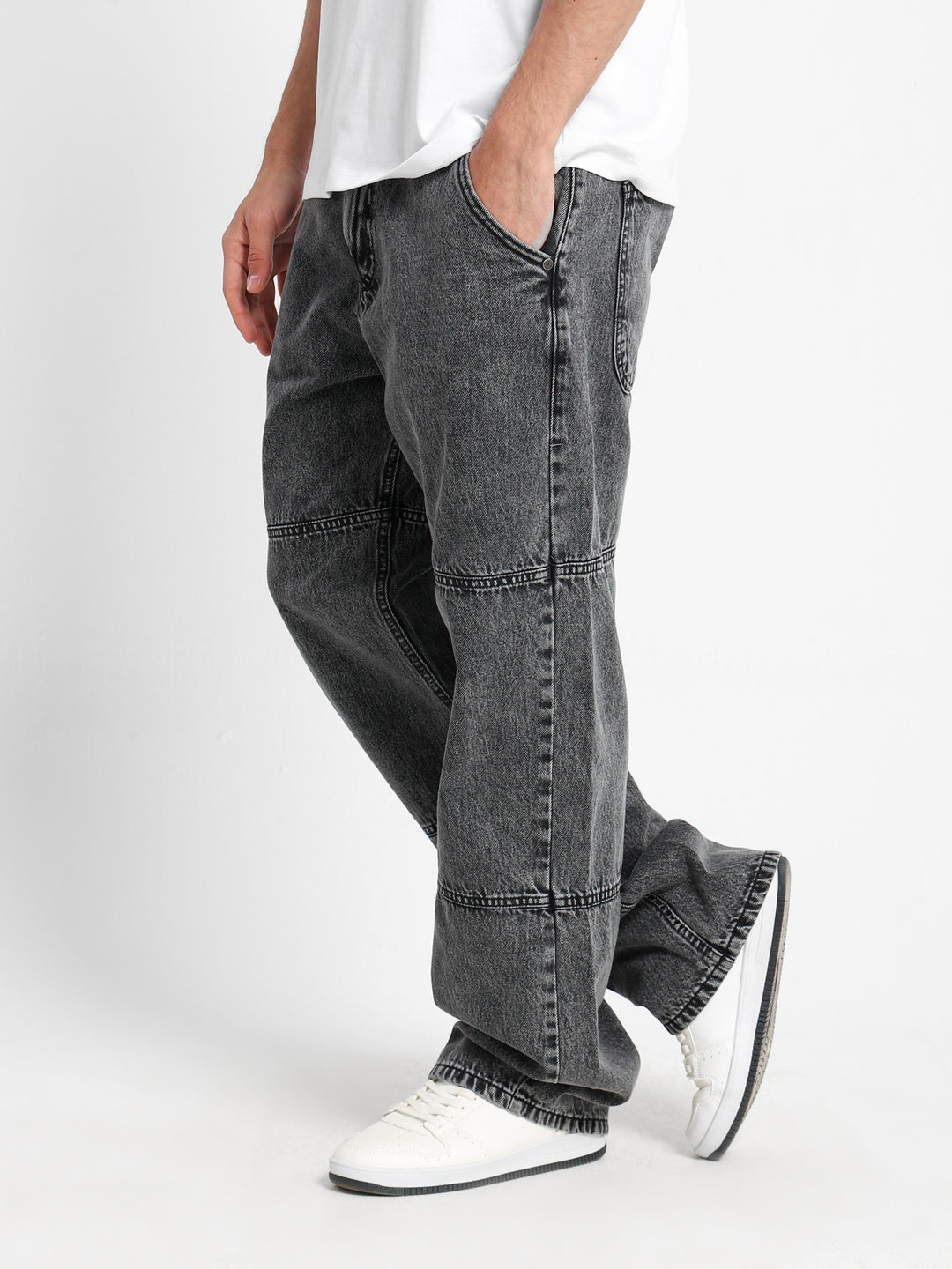 Loose Fit Jeans with Waist Cord