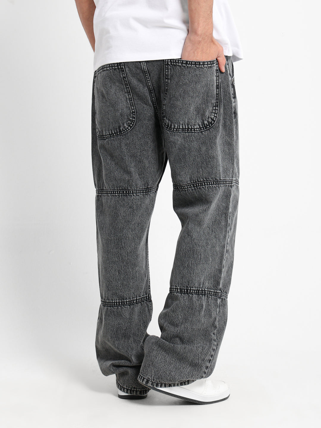 Loose Fit Jeans with Waist Cord