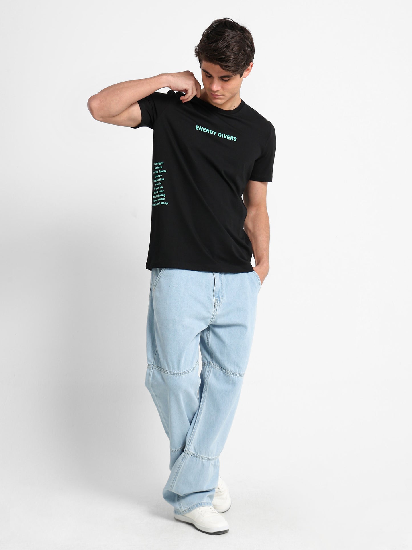 "Energy Givers" Text Print T-Shirt