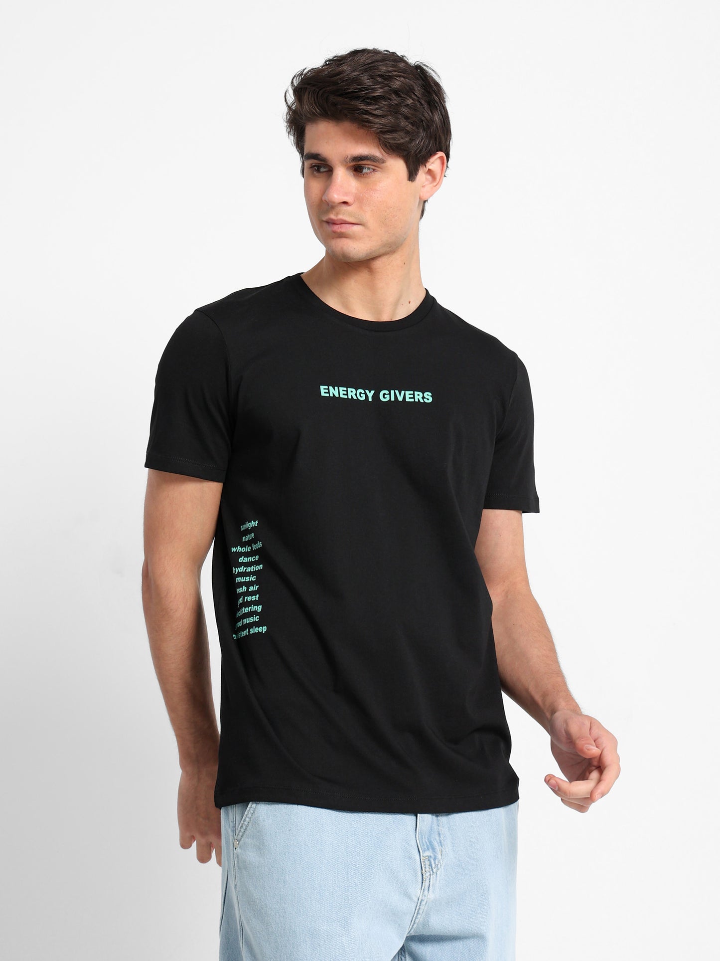 "Energy Givers" Text Print T-Shirt