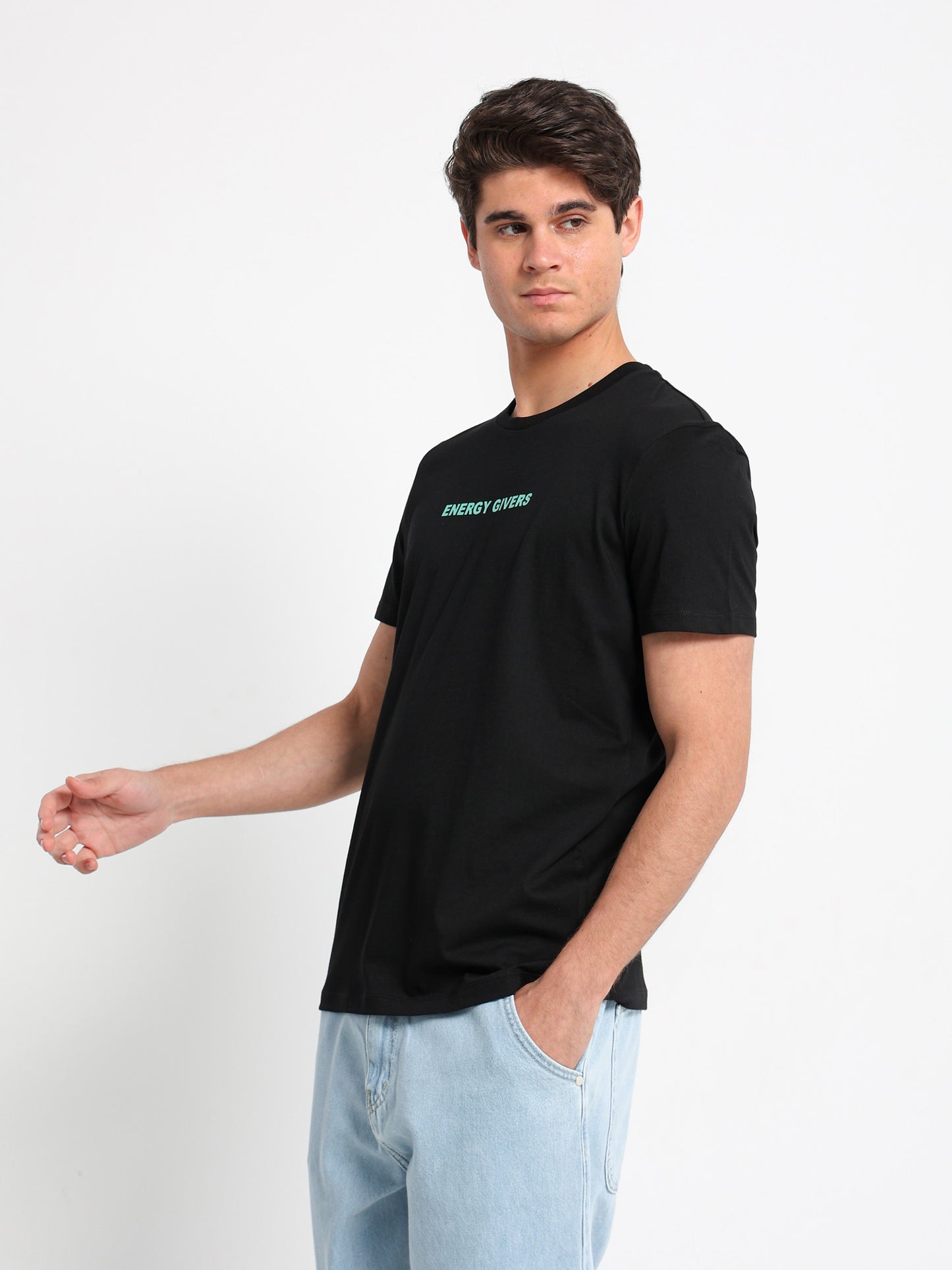 "Energy Givers" Text Print T-Shirt