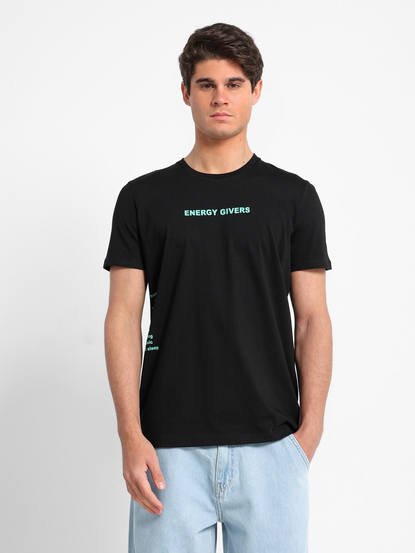"Energy Givers" Text Print T-Shirt