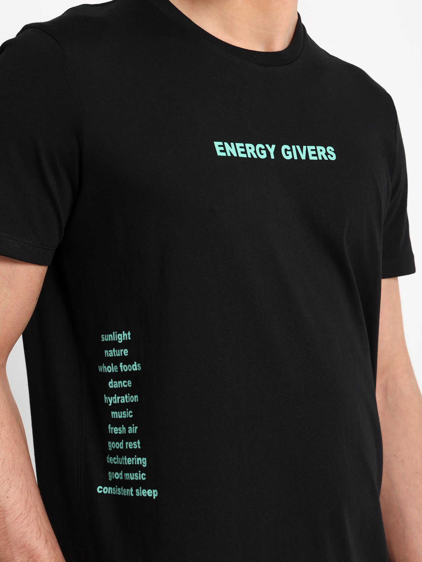 "Energy Givers" Text Print T-Shirt