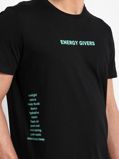 "Energy Givers" Text Print T-Shirt