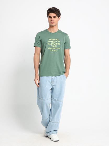 Front Text Print Short Sleeve  T-Shirt