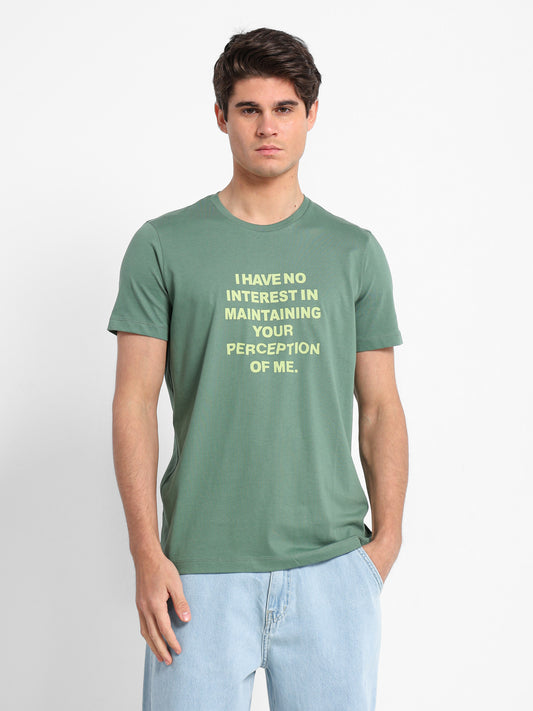 Front Text Print Short Sleeve  T-Shirt