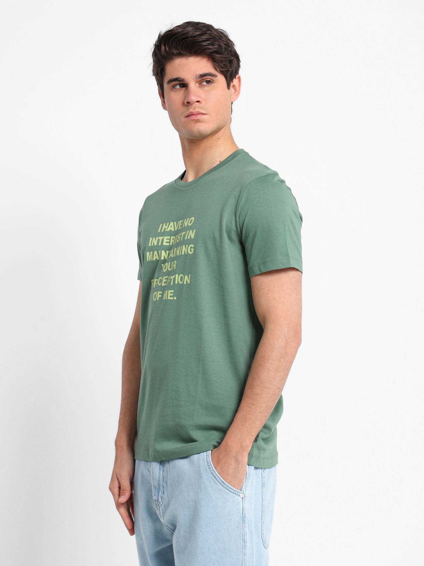 Front Text Print Short Sleeve  T-Shirt