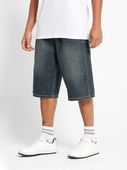 Basic Denim Shorts with Hidden Waist Cord