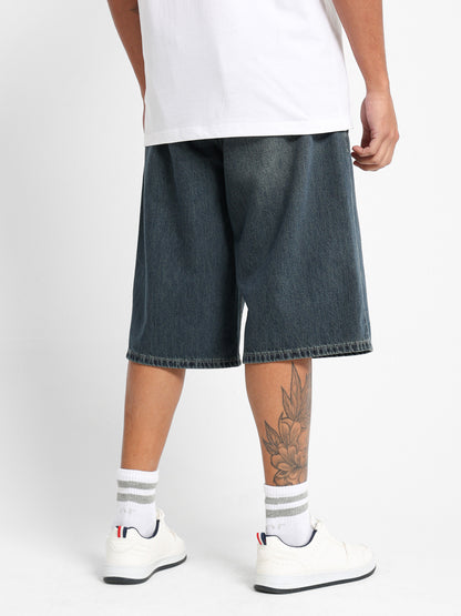 Basic Denim Shorts with Hidden Waist Cord