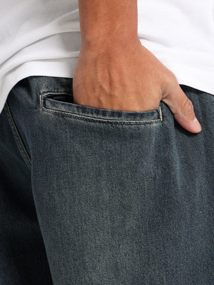 Basic Denim Shorts with Hidden Waist Cord
