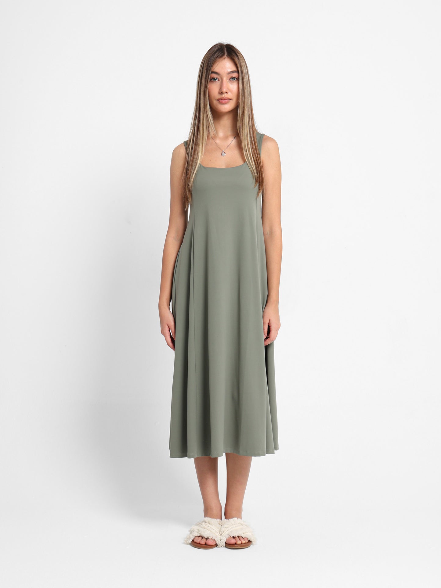Sleeveless Dress with Waist Darts