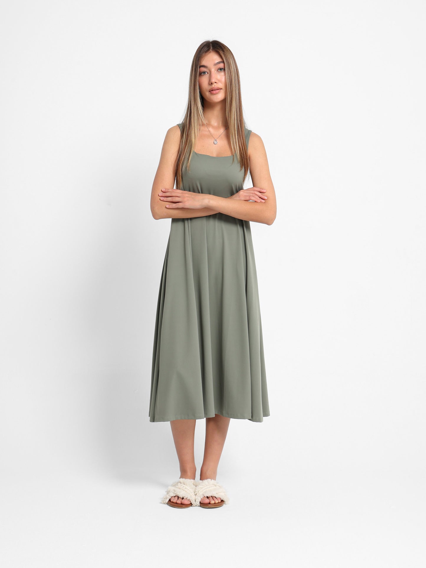 Sleeveless Dress with Waist Darts