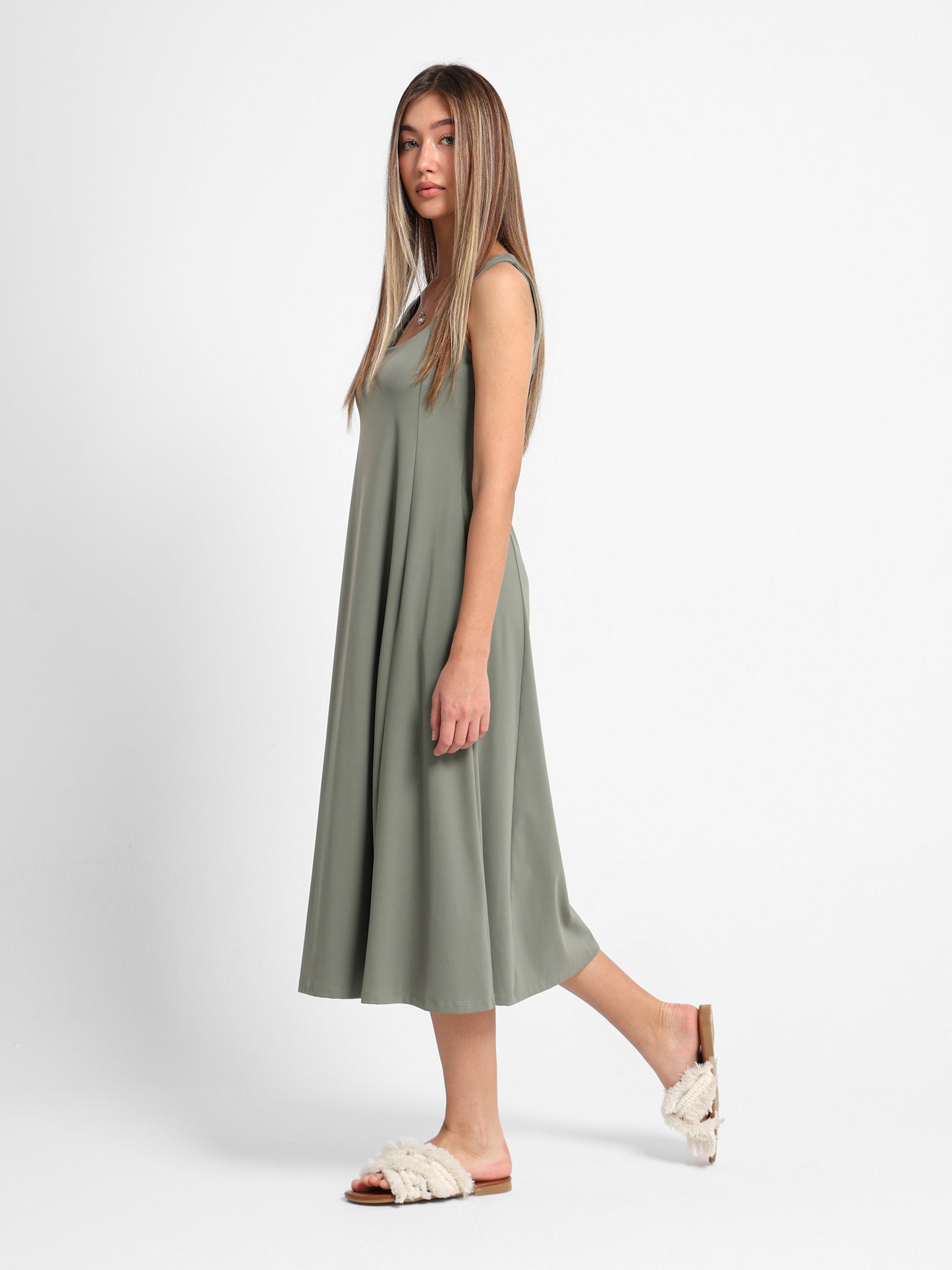 Sleeveless Dress with Waist Darts