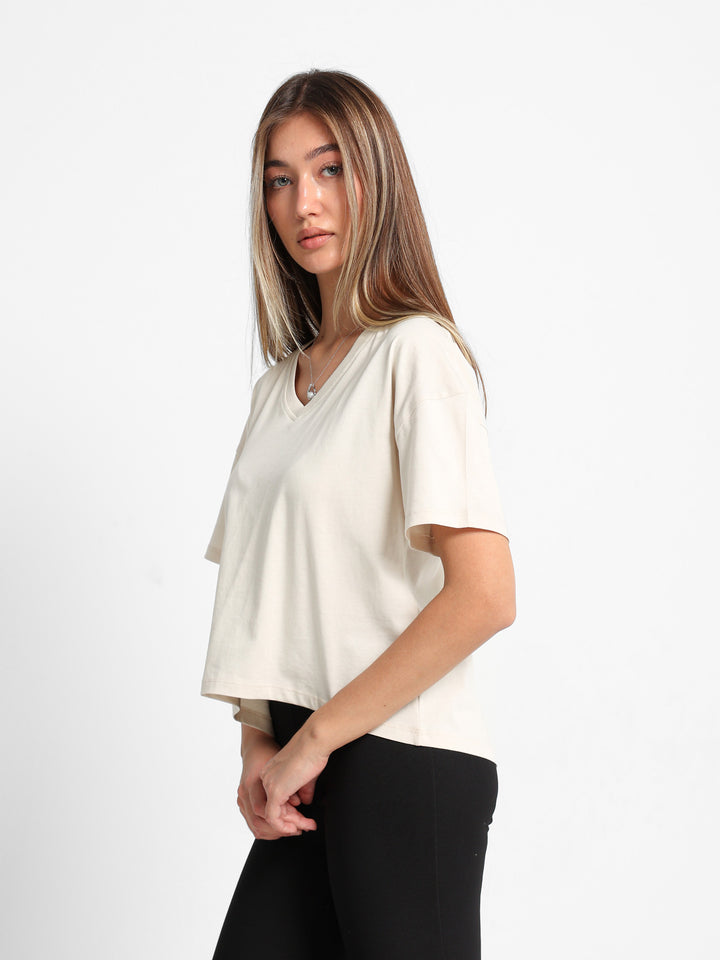 تي شيرت قصير بقصة V-Neck