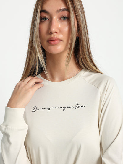 Text Print Raglan Sleeve T-Shirt