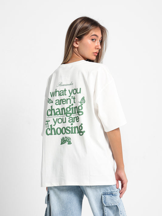 Text and Leaf Print T-Shirt
