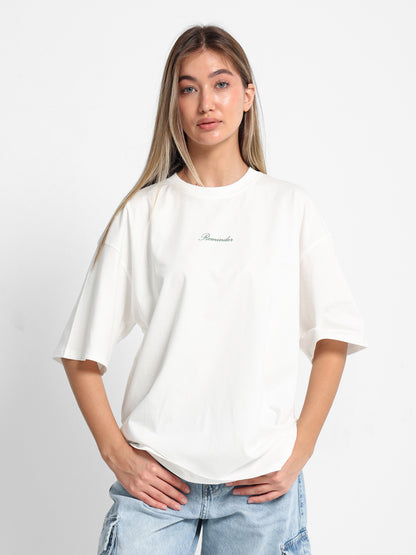 Text and Leaf Print T-Shirt