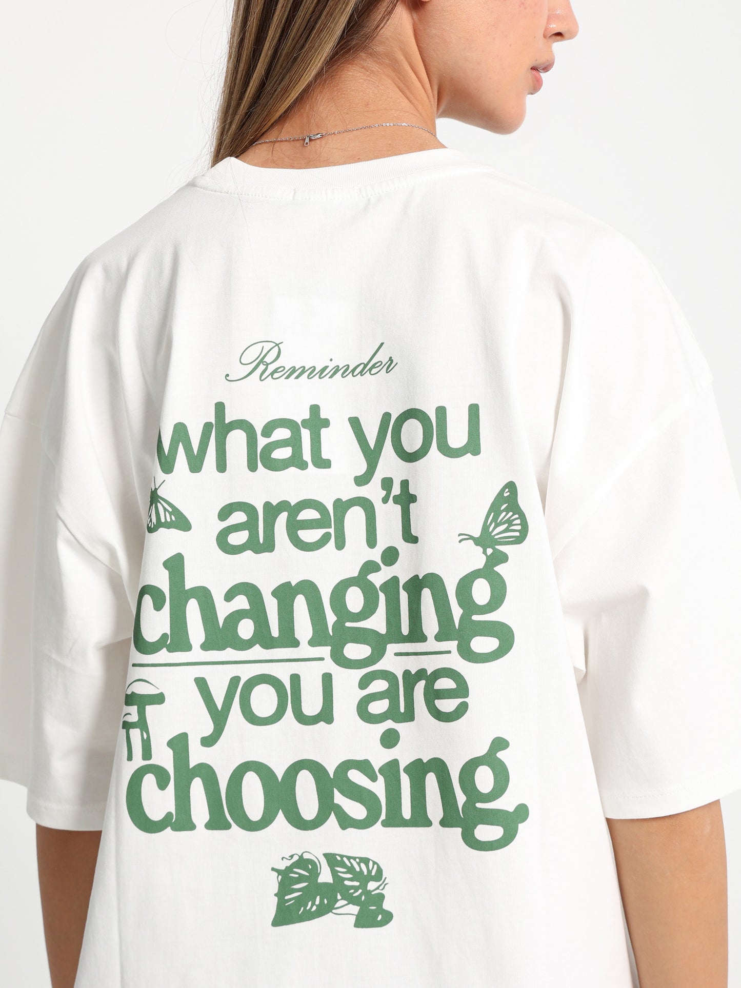 Text and Leaf Print T-Shirt