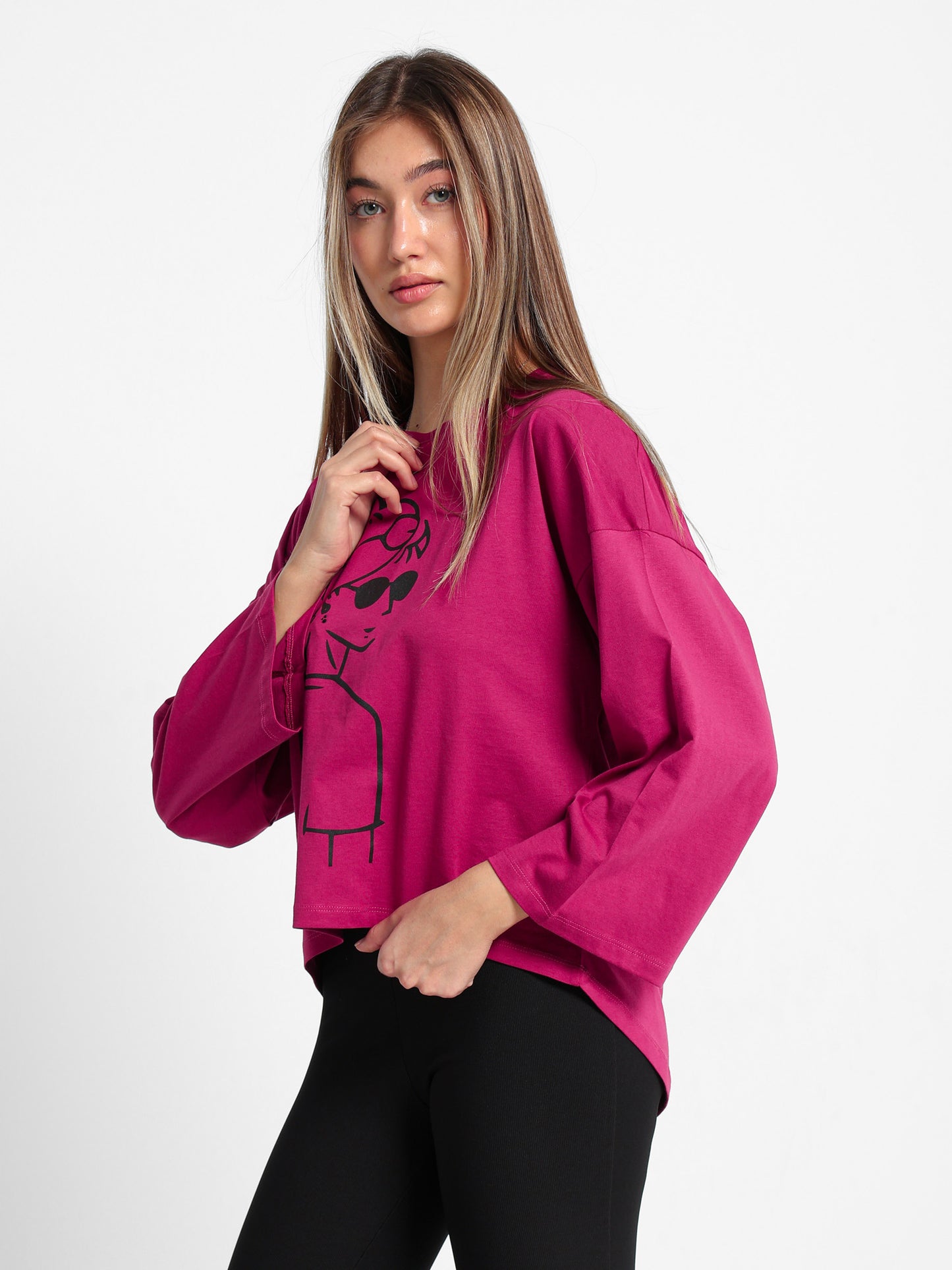 "Girl" Graphic Print Long Sleeve T-Shirt