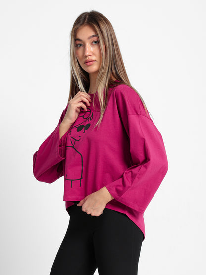 "Girl" Graphic Print Long Sleeve T-Shirt