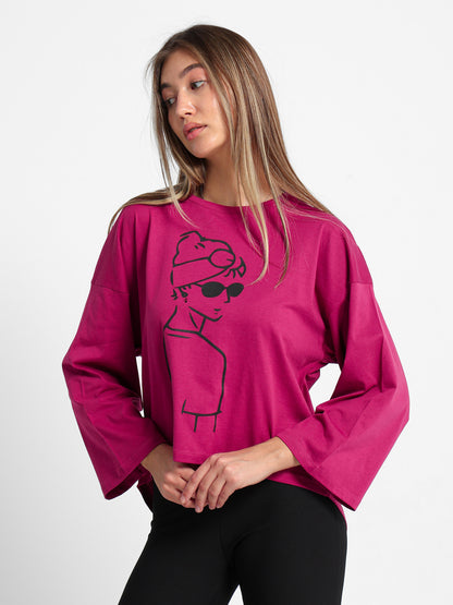 "Girl" Graphic Print Long Sleeve T-Shirt