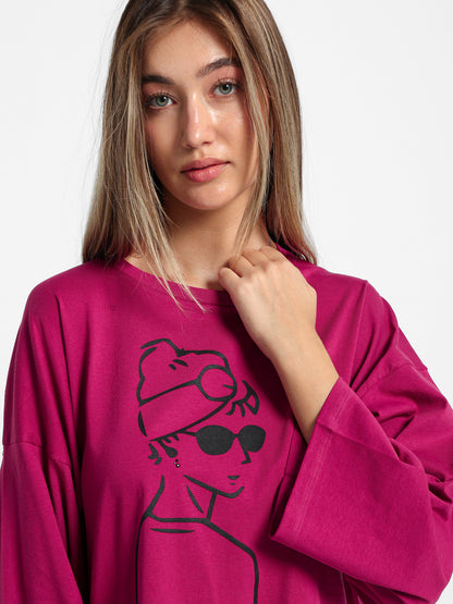 "Girl" Graphic Print Long Sleeve T-Shirt