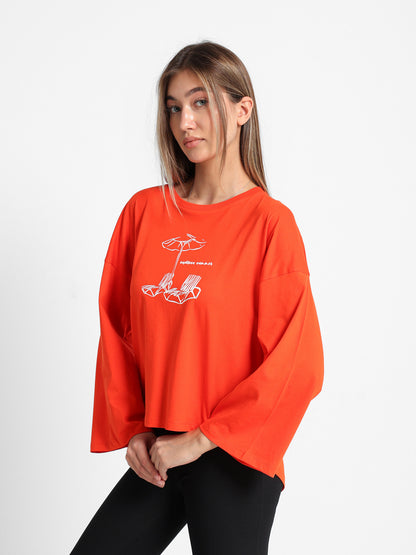 Beach Chairs Print Long Sleeve T-Shirt