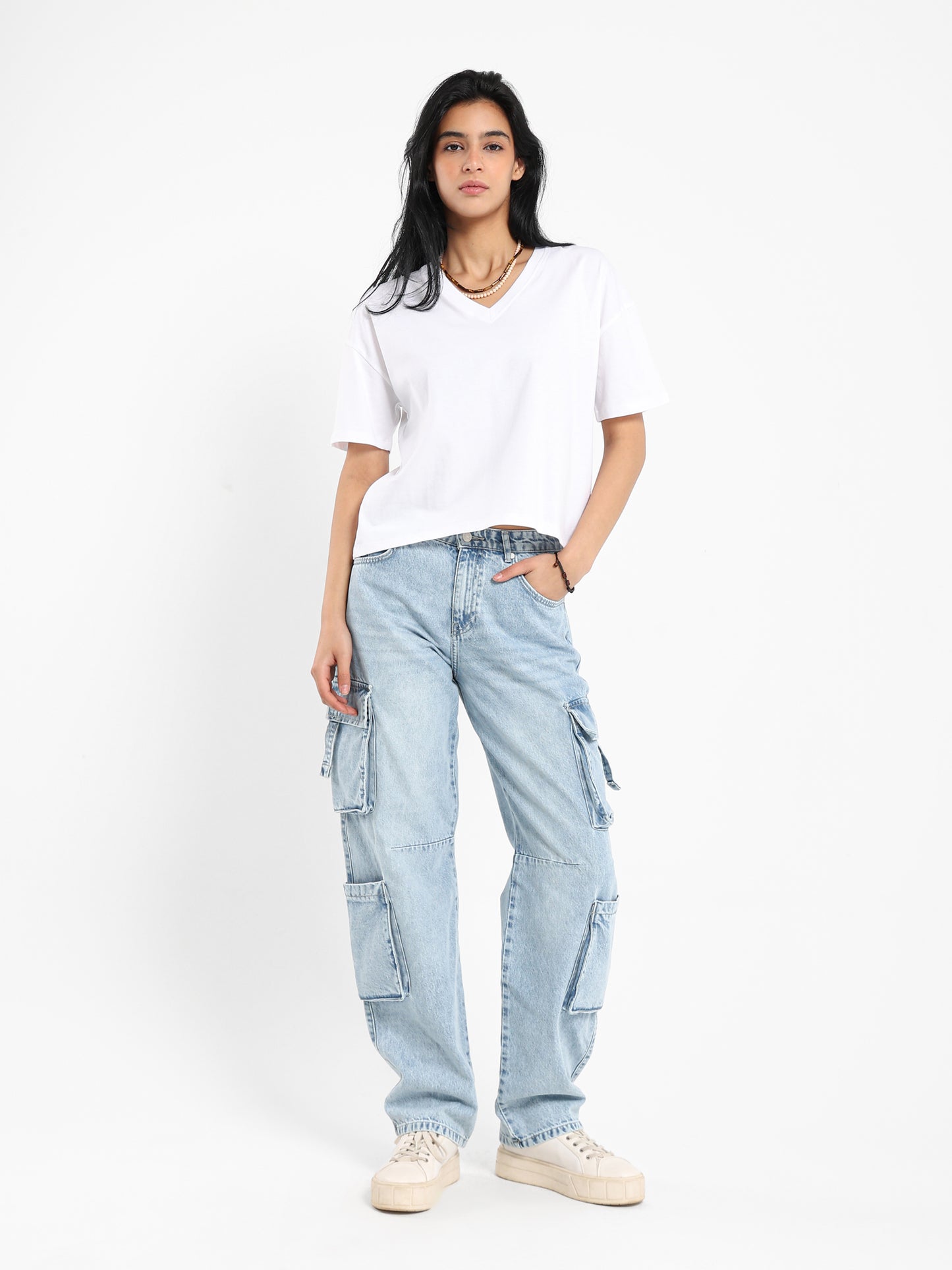 V-Neck Cropped T-Shirt