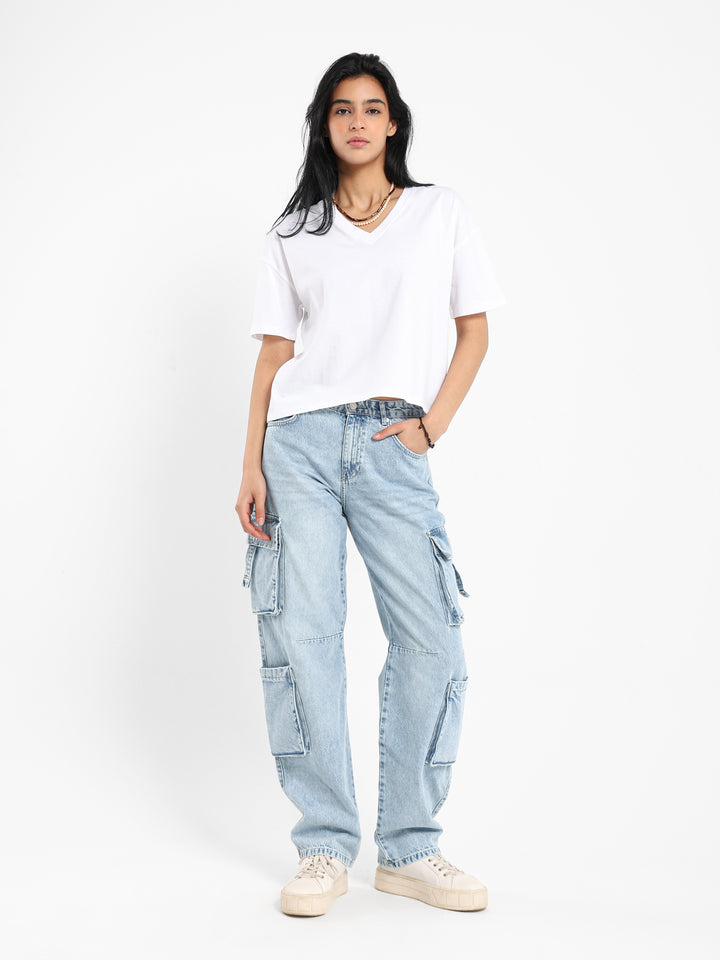 تي شيرت قصير بقصة V-Neck