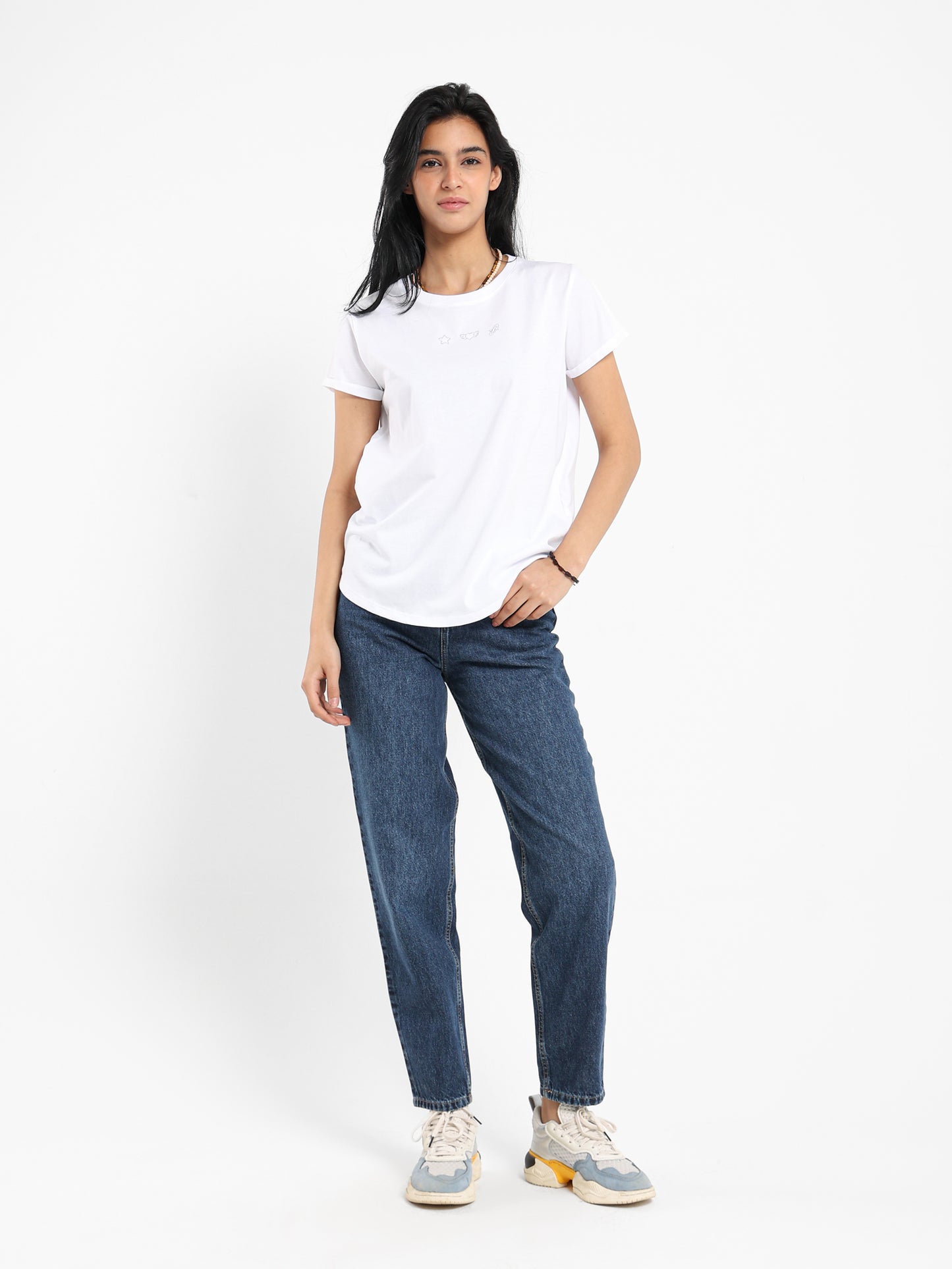 Silver Embroidered Design T-Shirt