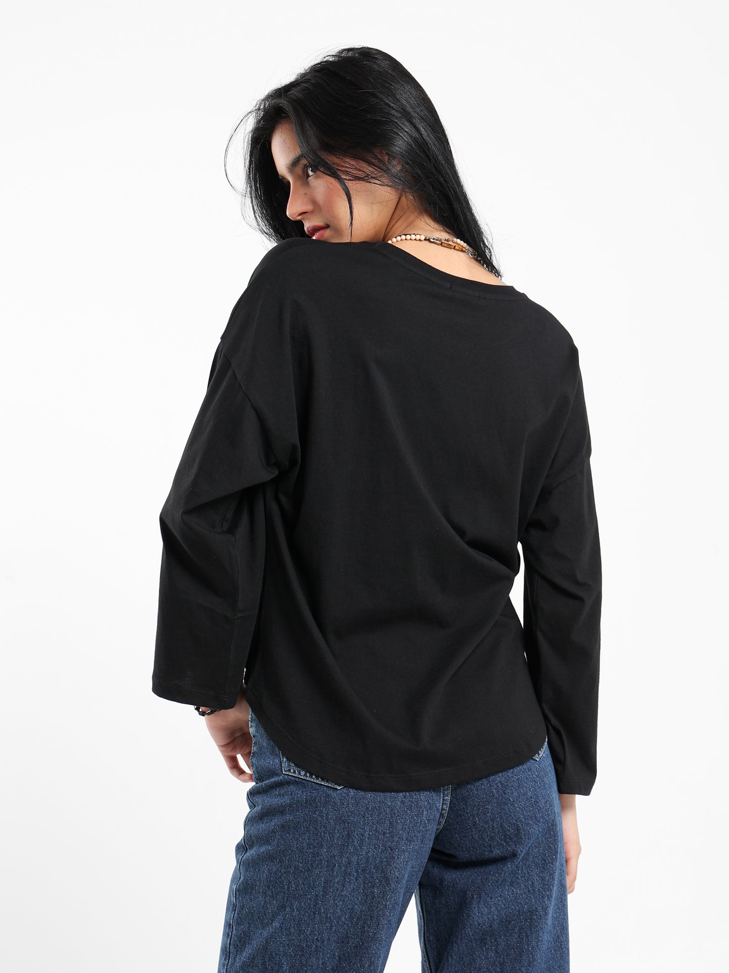 Front Text Print Bell Sleeves T-Shirt