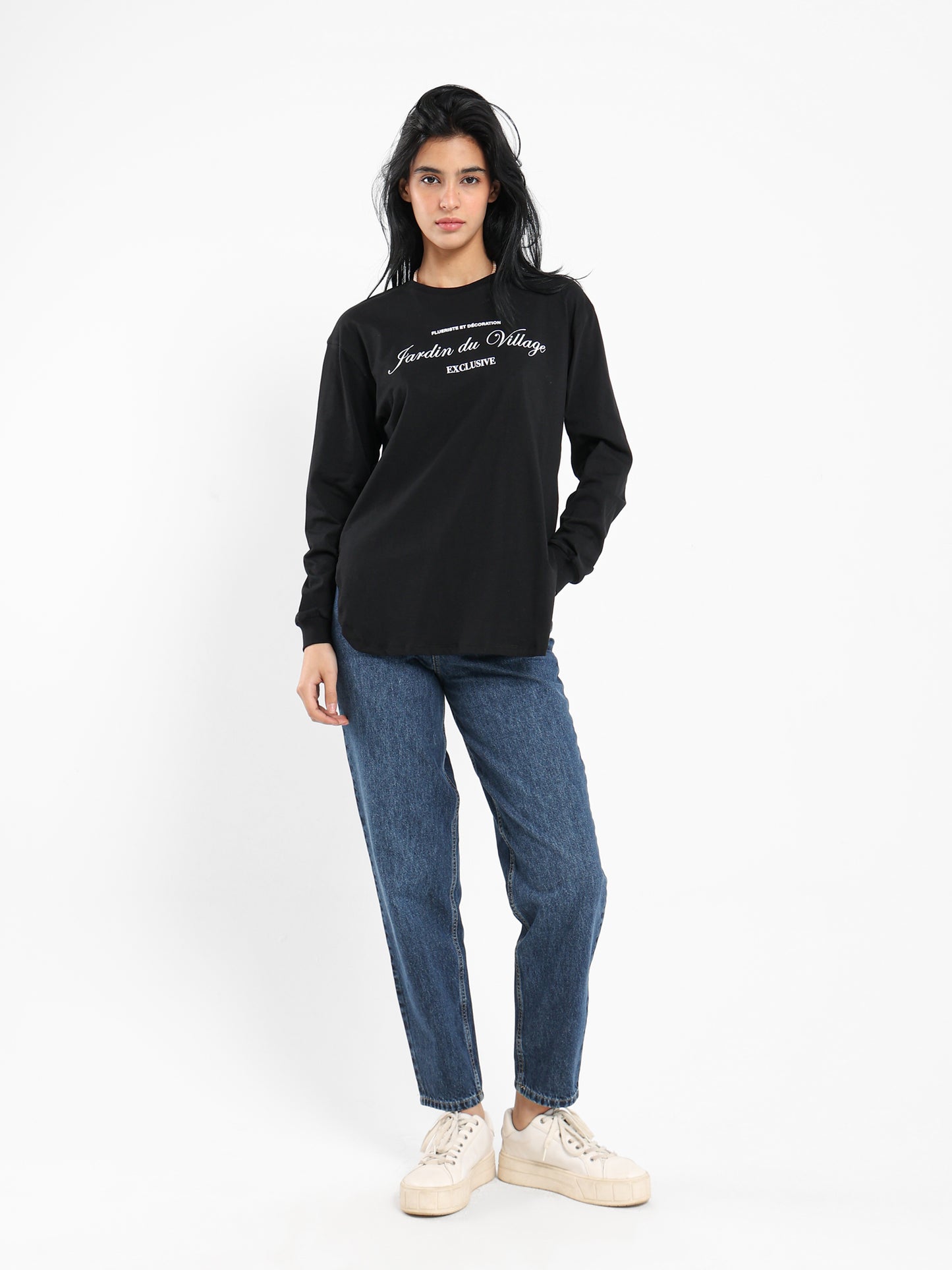 "Jardin du Village" Front Print Long Sleeve T-Shirt