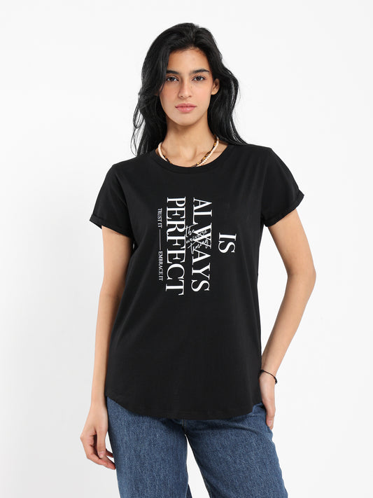 "Is Always Perfect" Text Print T-Shirt