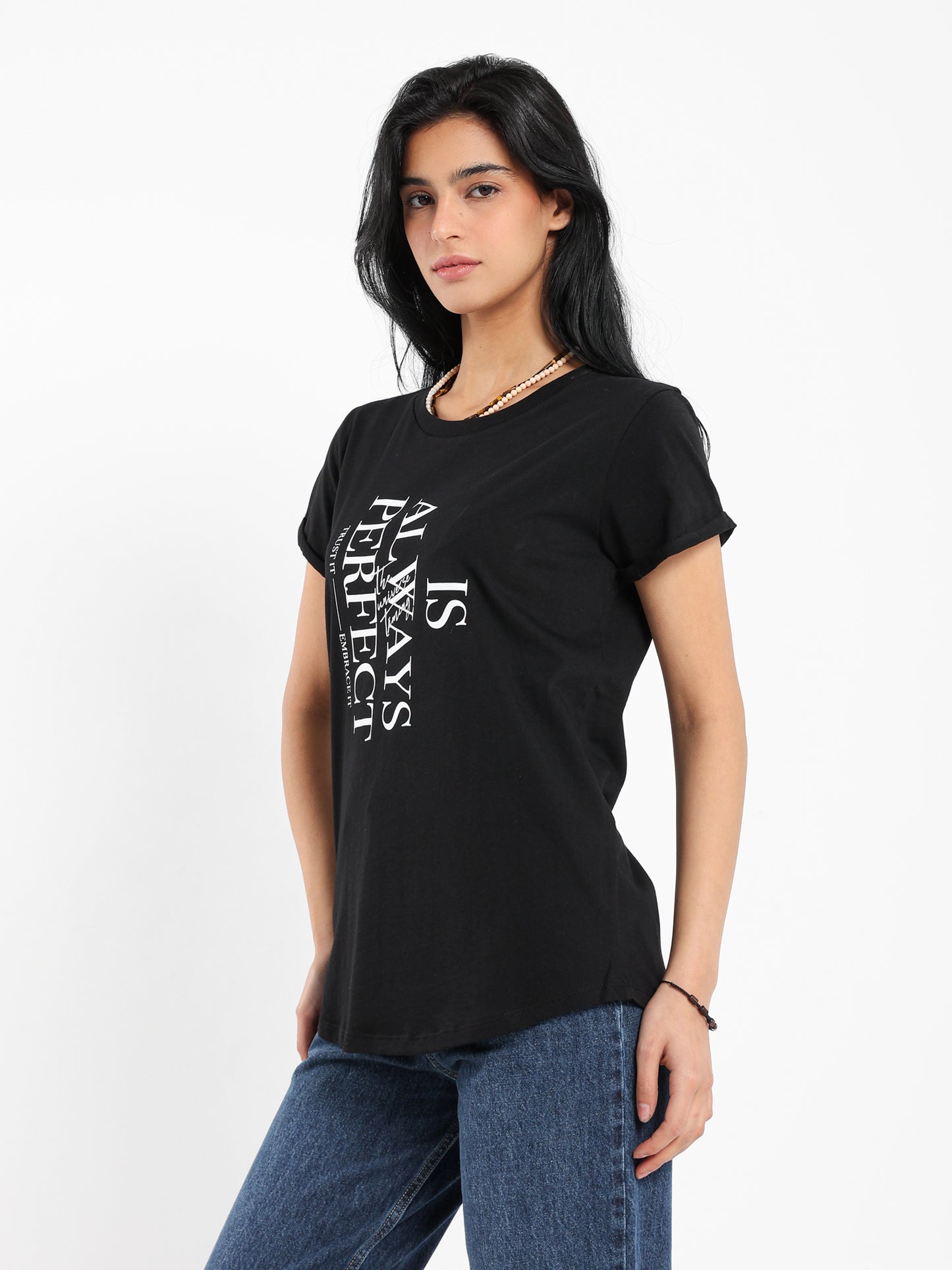 "Is Always Perfect" Text Print T-Shirt