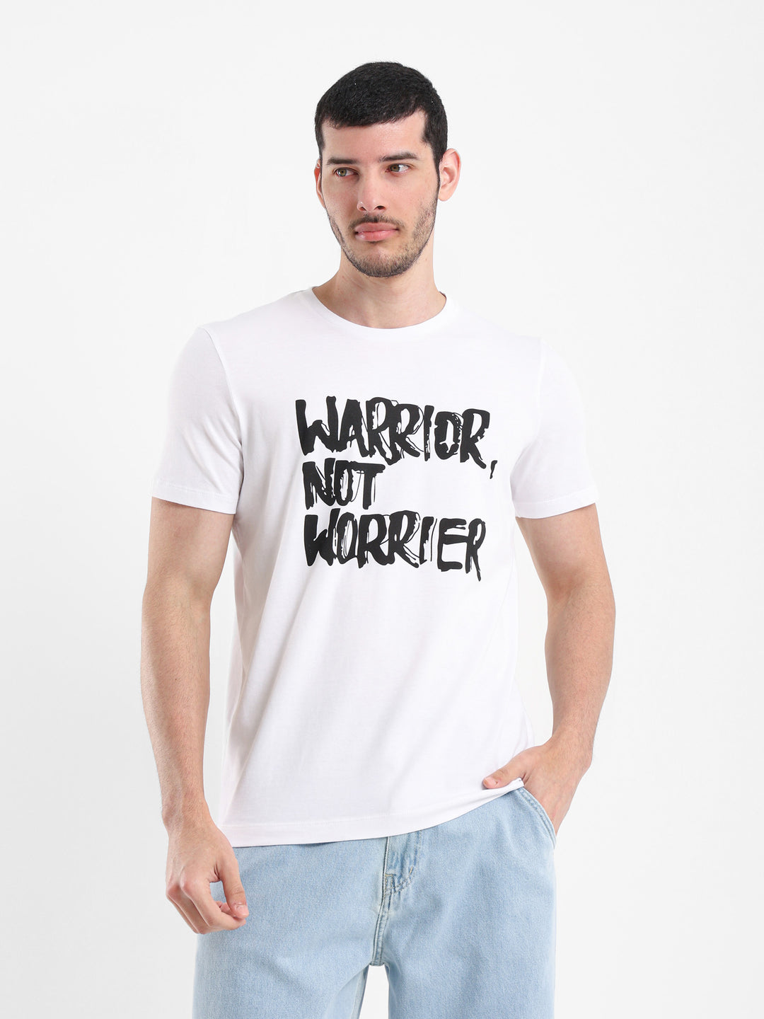 "Warrior Not Worrier" Front Print T-Shirt