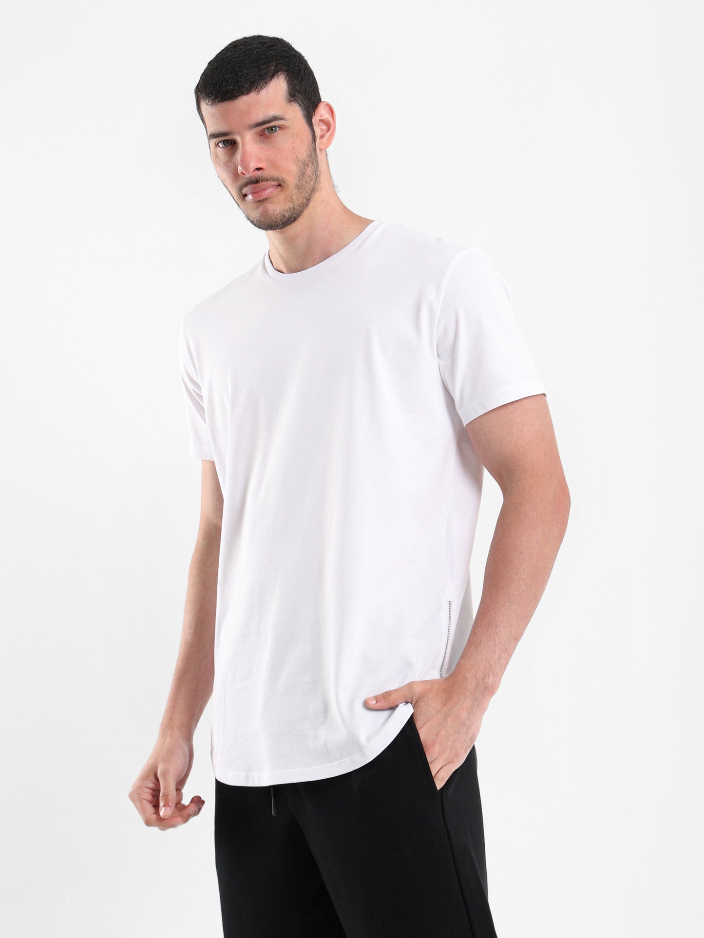 Longline T-Shirt with Side Zipper