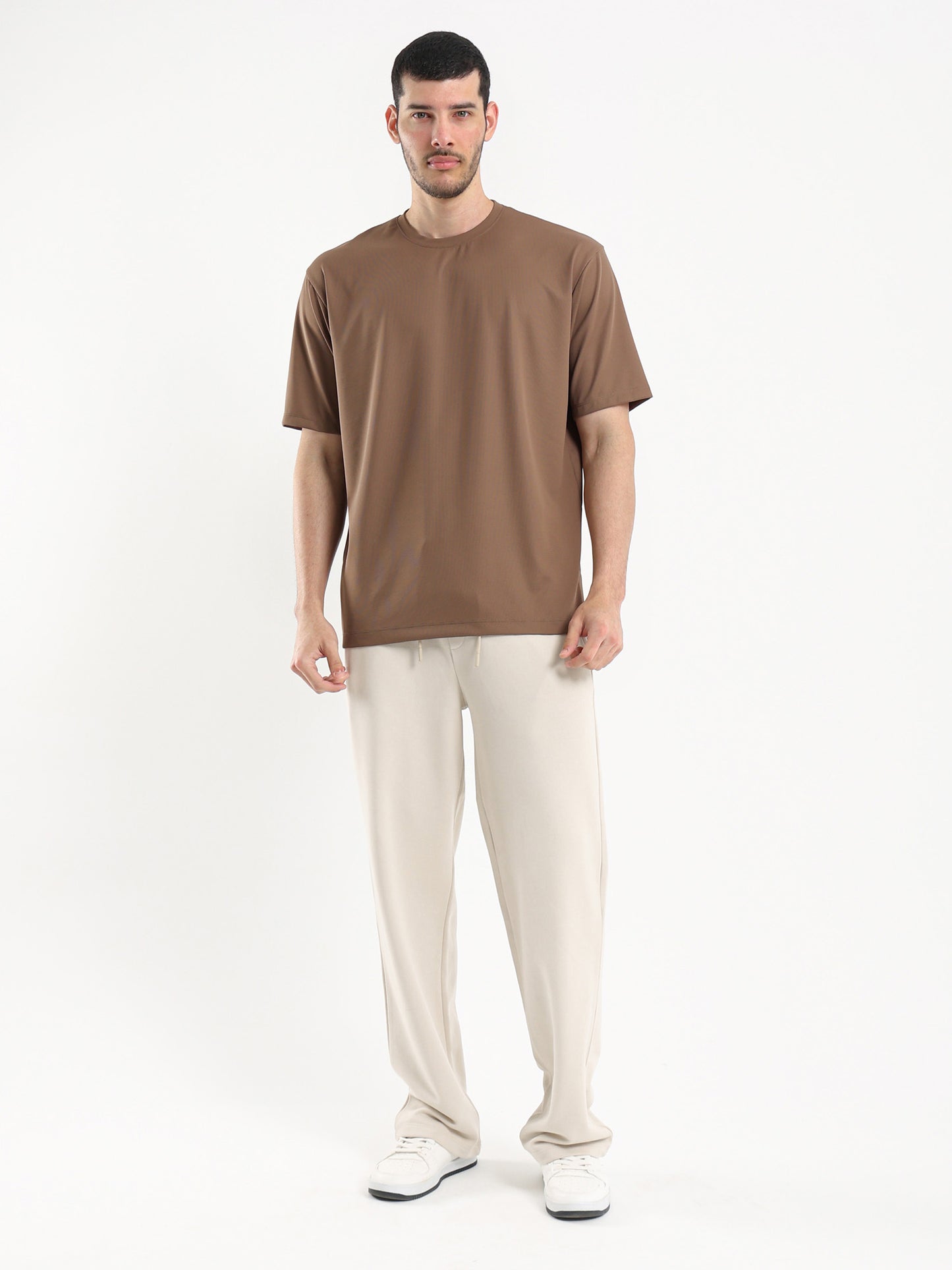 Pique-Style Solid Relaxed Fit T-Shirt