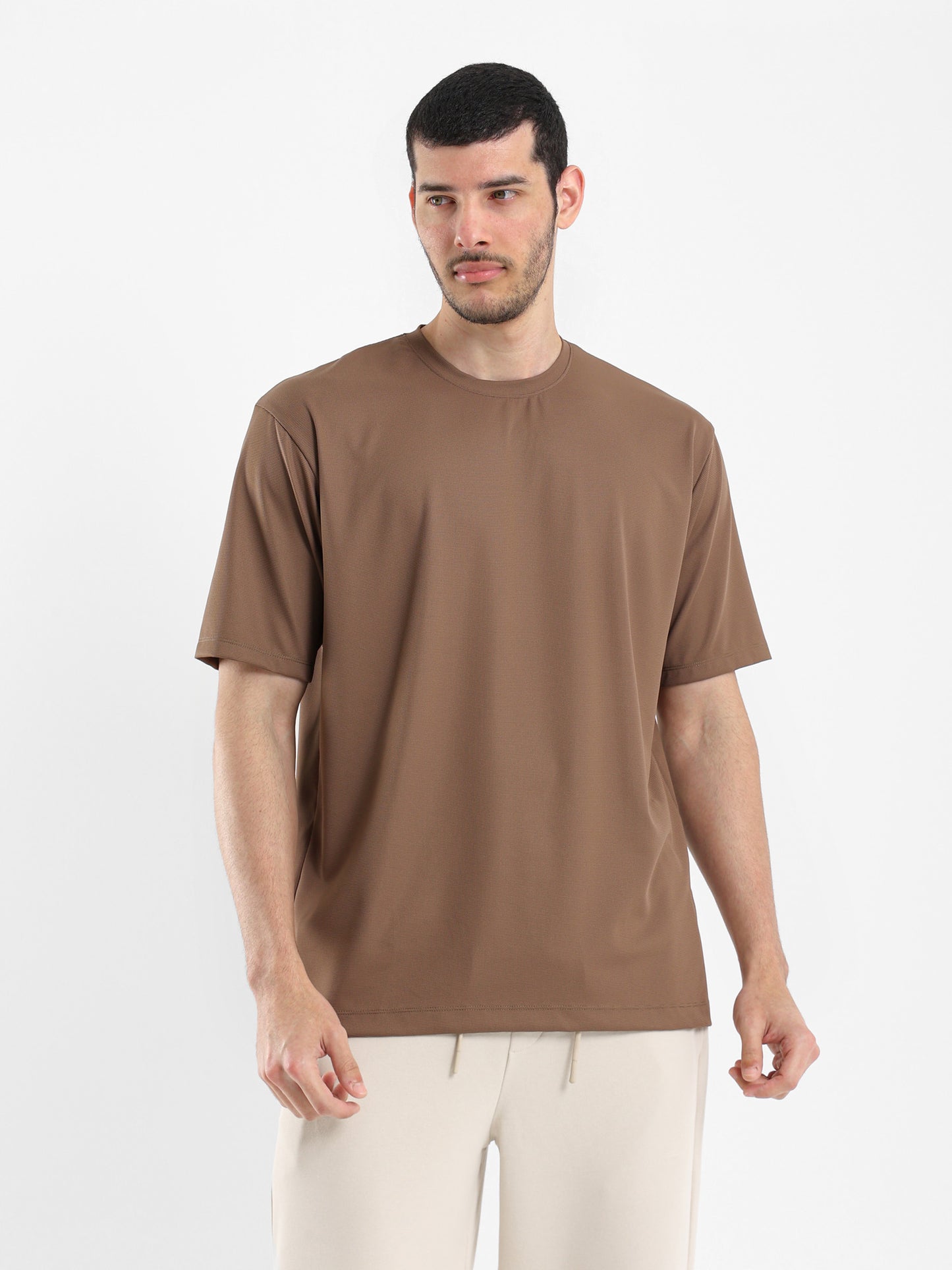 Pique-Style Solid Relaxed Fit T-Shirt