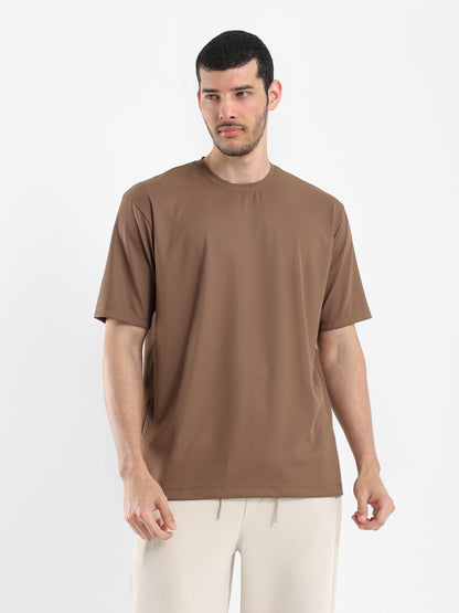 Pique-Style Solid Relaxed Fit T-Shirt